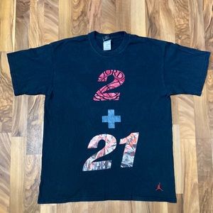 Nike Air Jordan 2 + 21 Vintage Black T Shirt How Do You Count To 23 Size Large